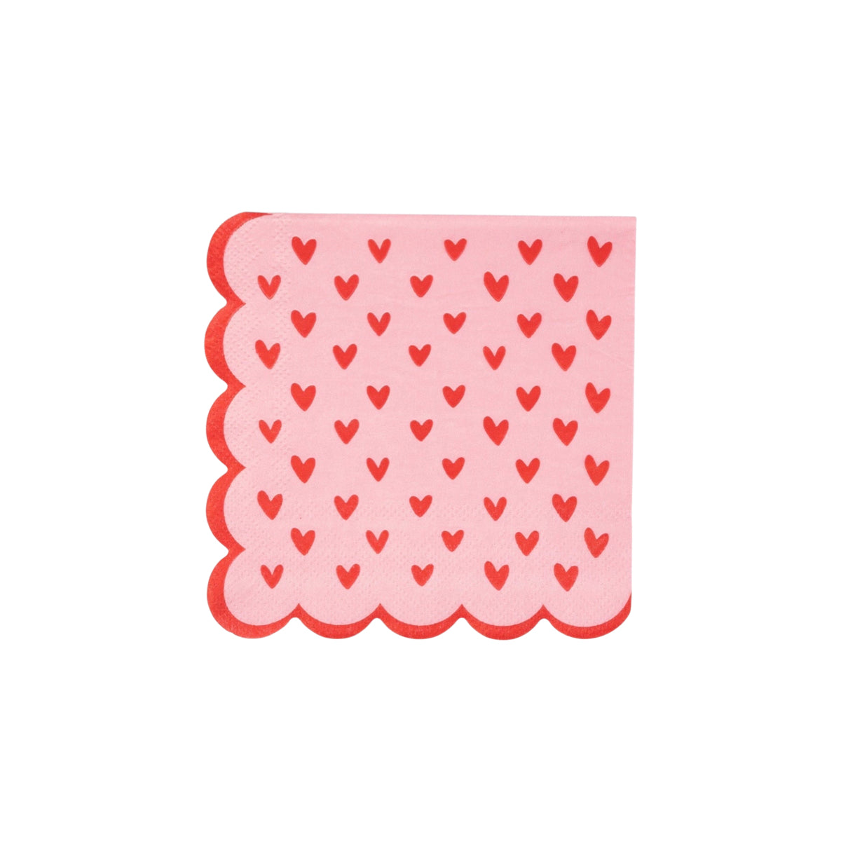 Pink & Red Scalloped Hearts Cocktail Napkins