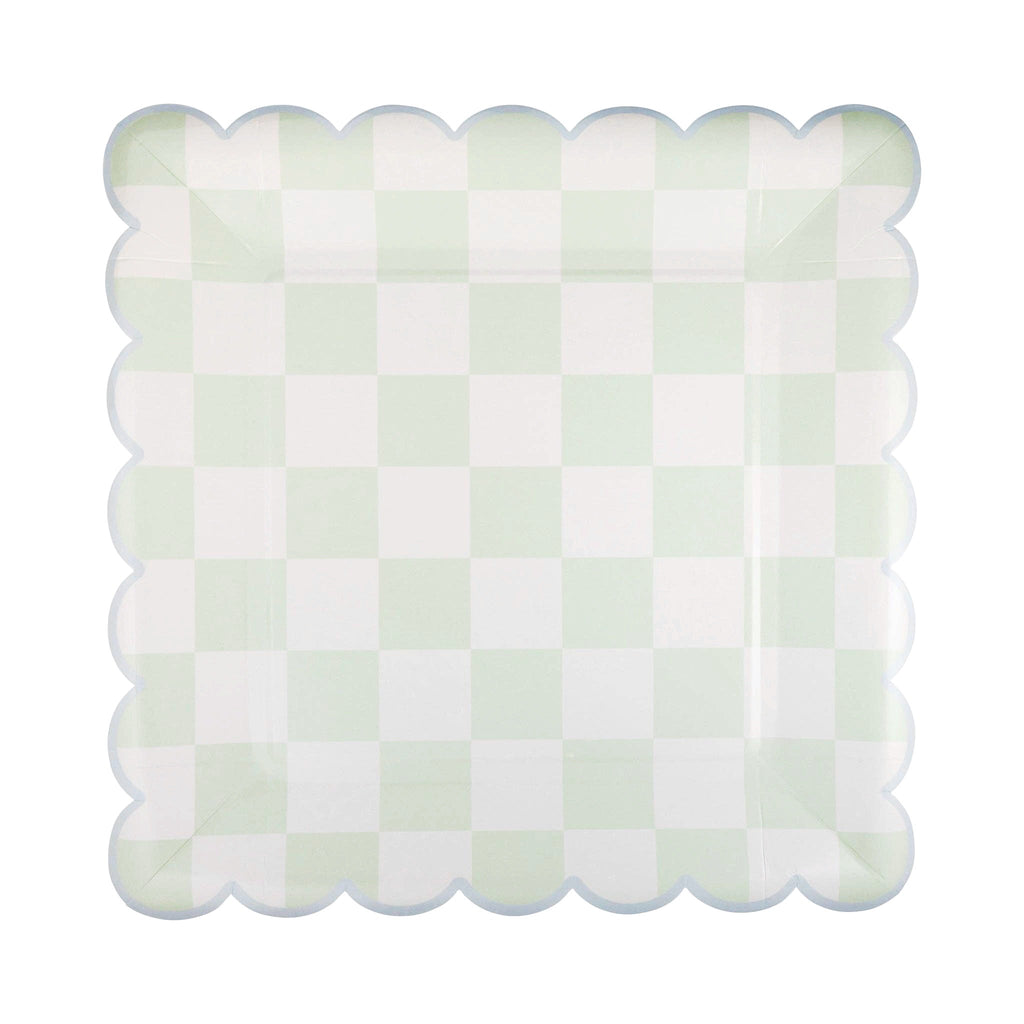 Checkered Pastels Scalloped Plate Set 10"