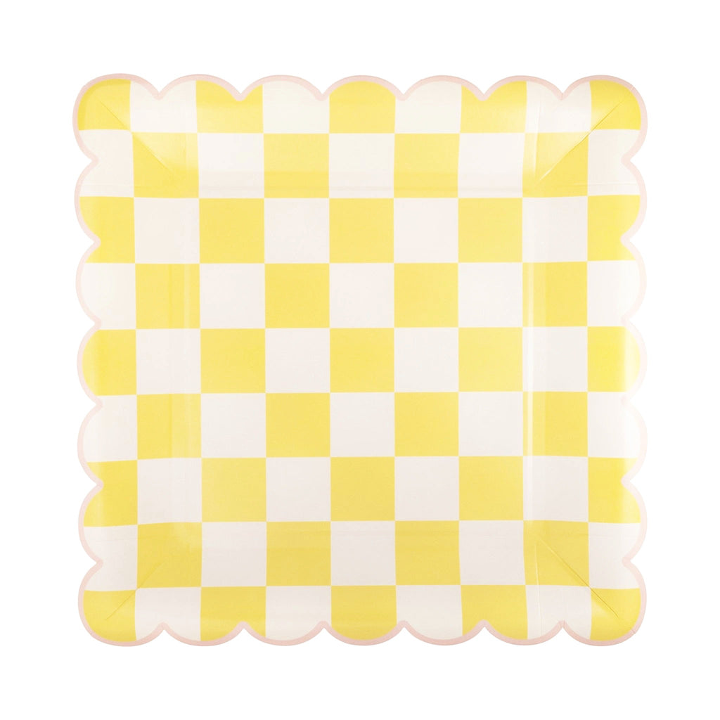 Checkered Pastels Scalloped Plate Set 10"