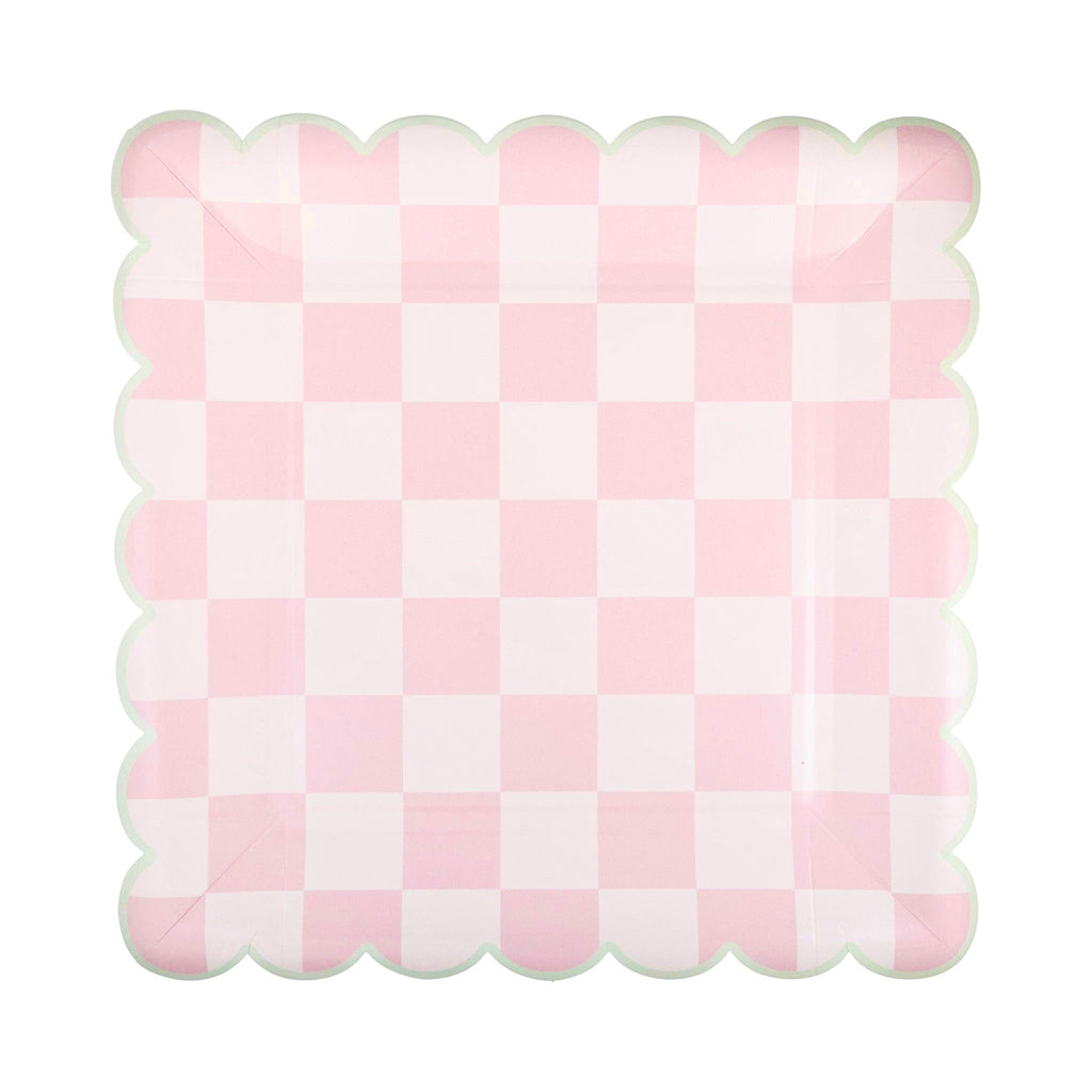 Checkered Pastels Scalloped Plate Set 10"