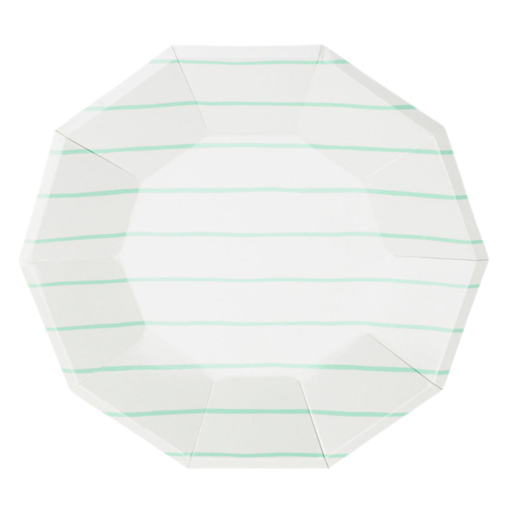 Mint Frenchie Striped Large Plates 9.5"