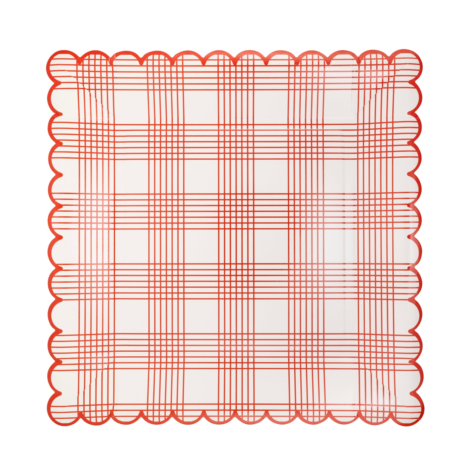 Red Stripe Plaid Paper Plates 9"