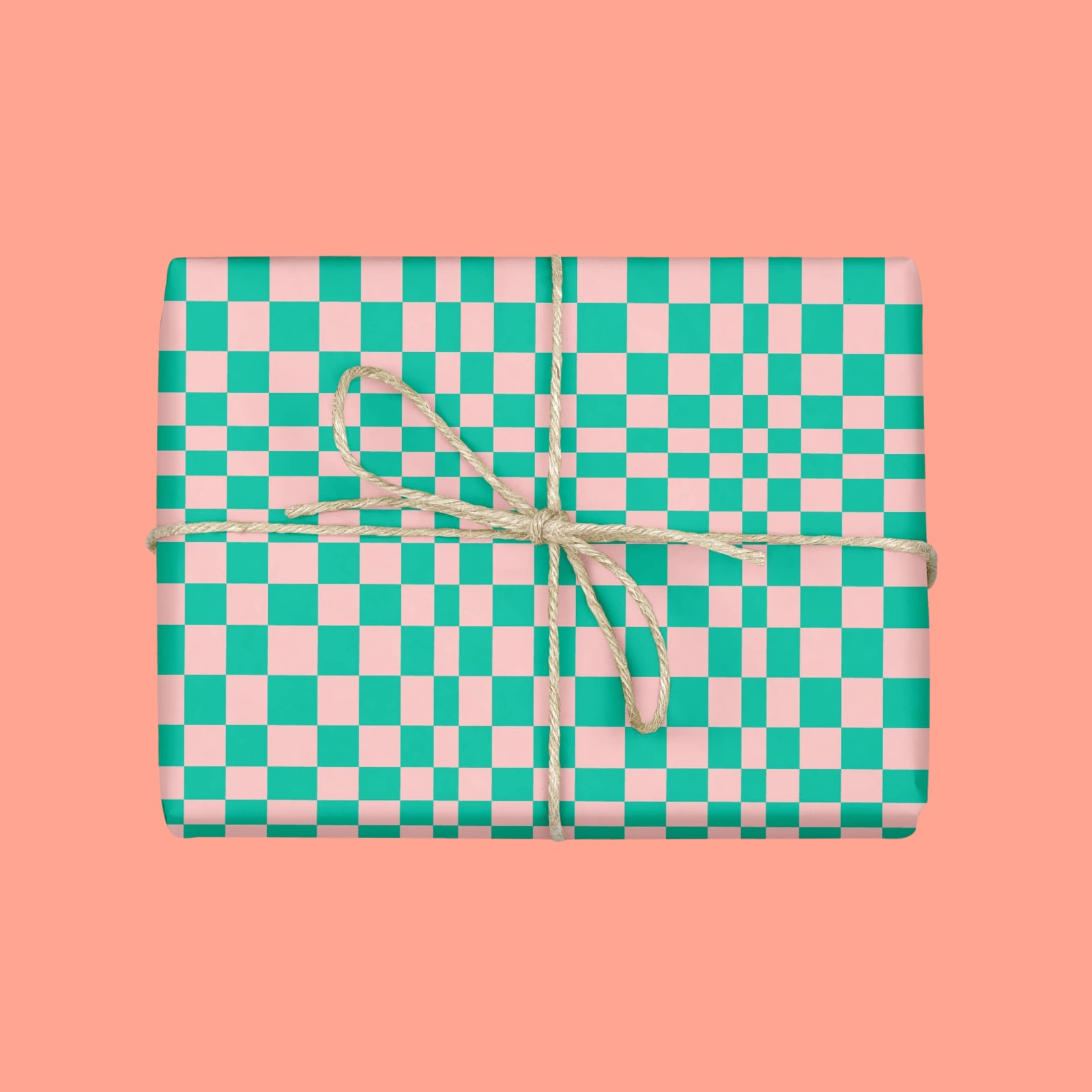 RETRO GREEN CHECKERBOARD Gift Wrap Sheets (Roll of 3)