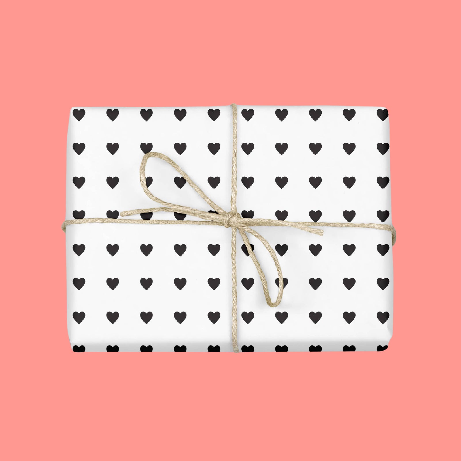 BLACK & WHITE SWEET HEARTS Gift Wrap Sheets (Roll of 3)