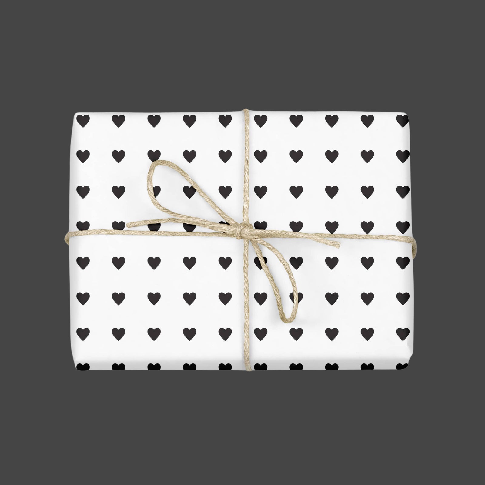 BLACK & WHITE SWEET HEARTS Gift Wrap Sheets (Roll of 3)