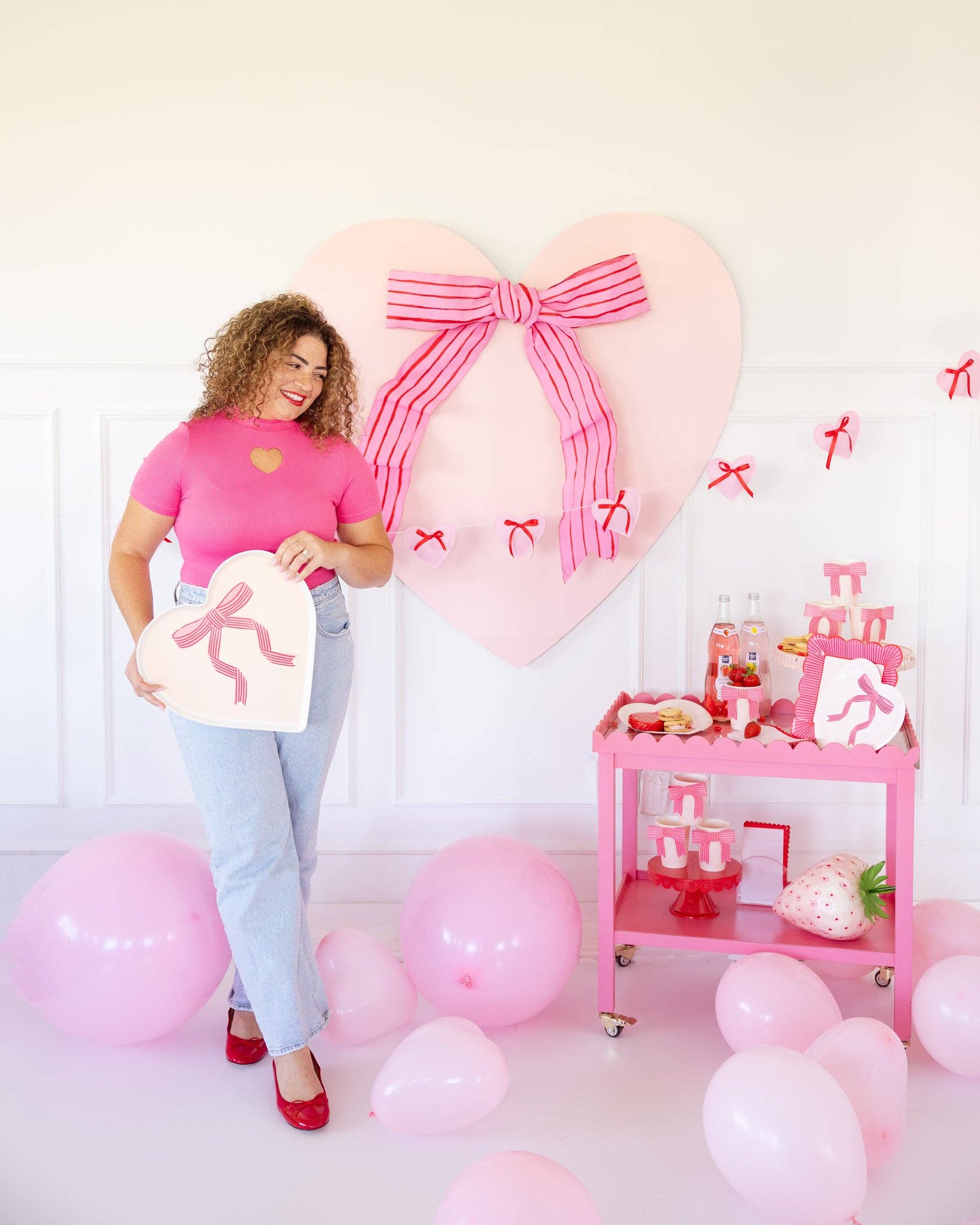 Pink Bow Heart Tray