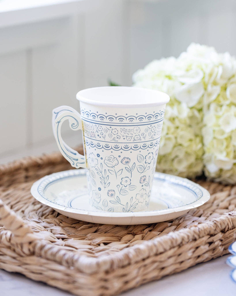 Pembroke Blue Floral Border Dessert Plates 7"