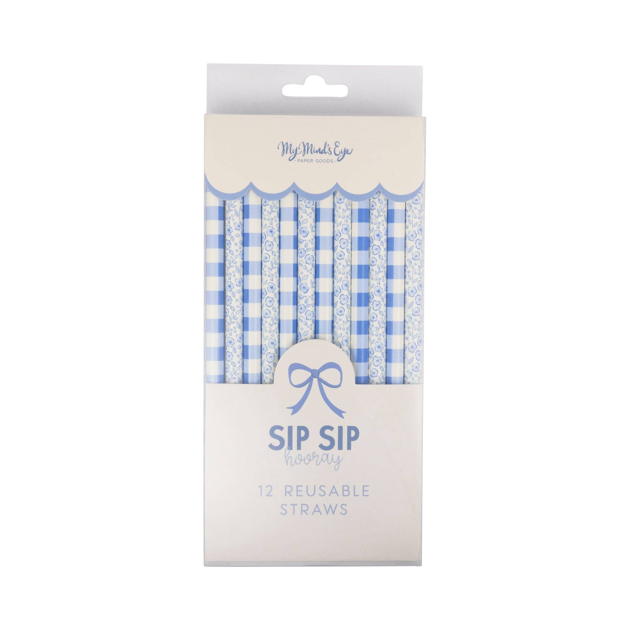 Blue Plaid & Floral Reusable Straws - bubblegum market