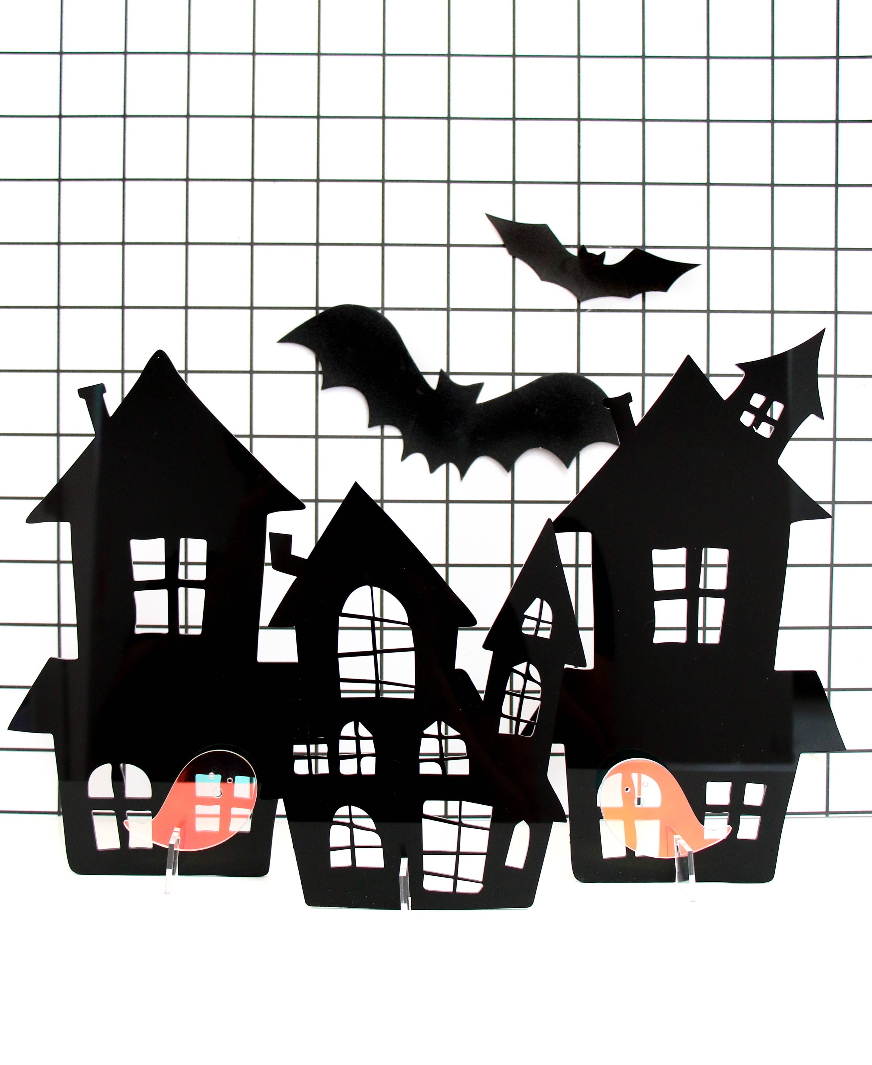 Black Halloween Acrylic Haunted House Set