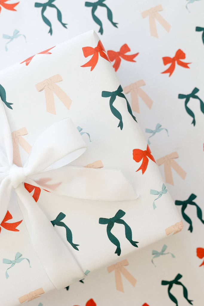 Holiday Bows Wrapping Paper (Roll & Single Sheets): Set