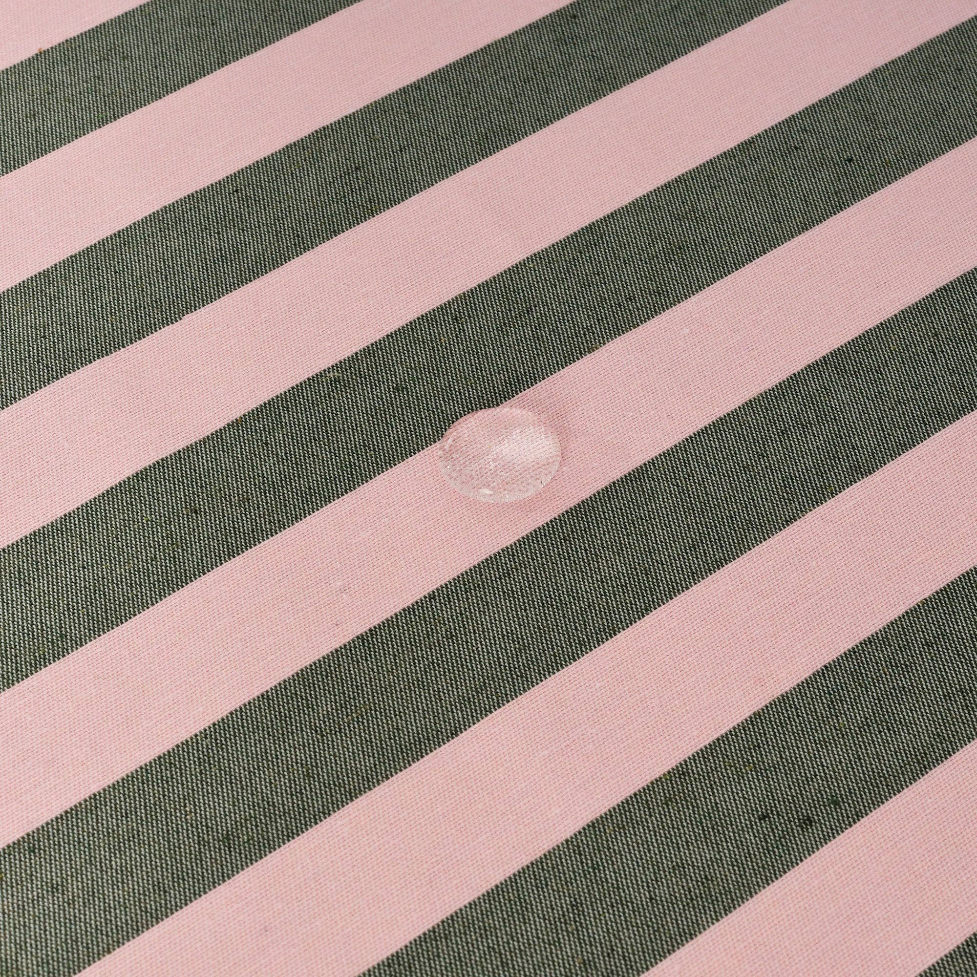 Light Pink / Sage Green Striped Tablecloth 118"