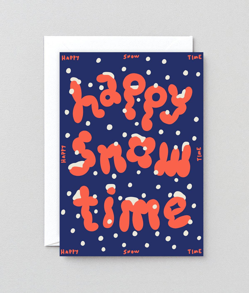 'Happy Snow Time' Embossed Holiday Greeting Card