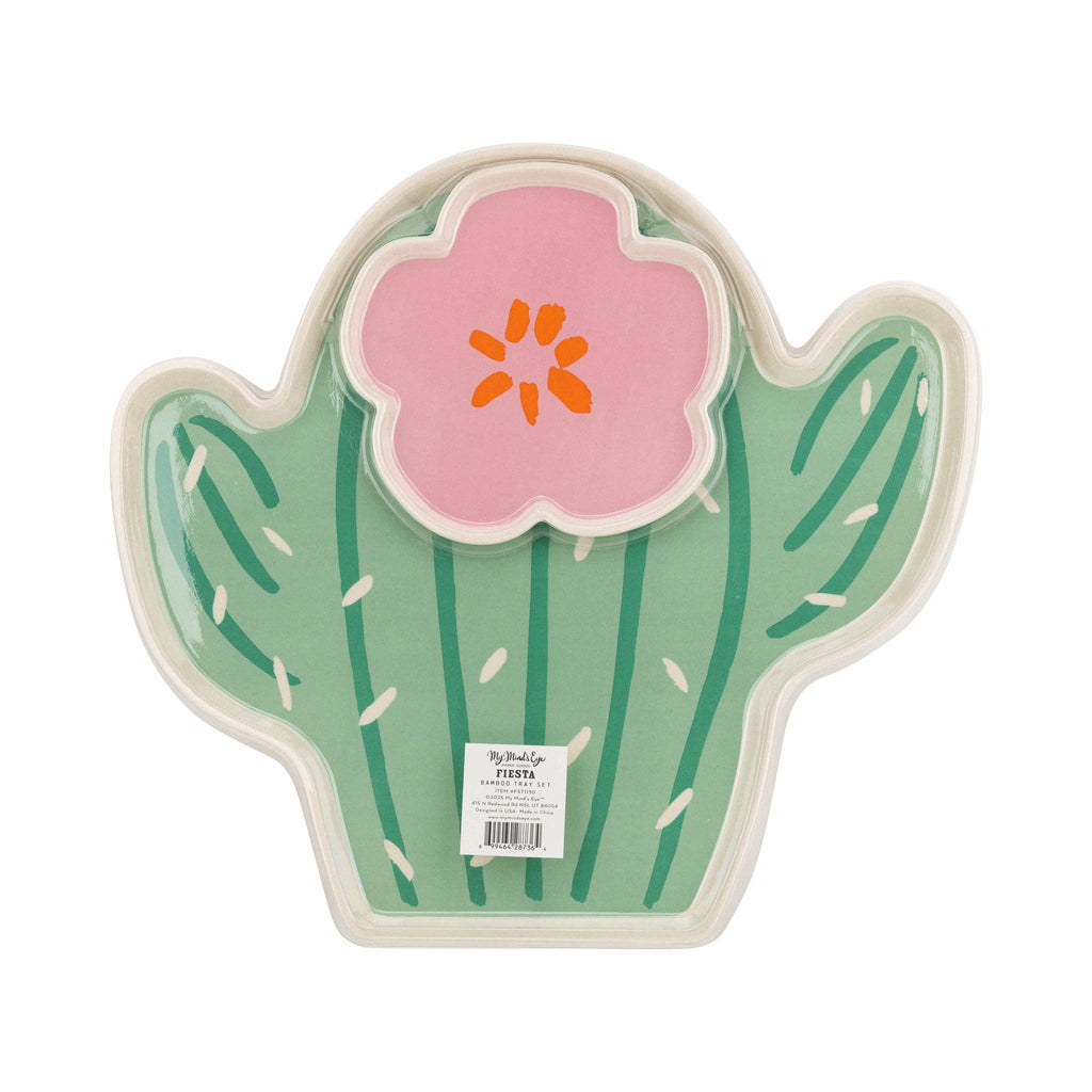 Fiesta Cactus Bamboo Tray Set