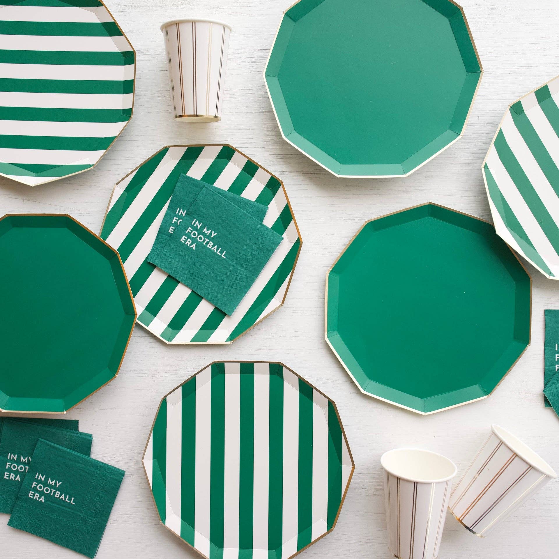 Emerald Green Cabana Stripe Dinner Plates 10.75" - bubblegum market