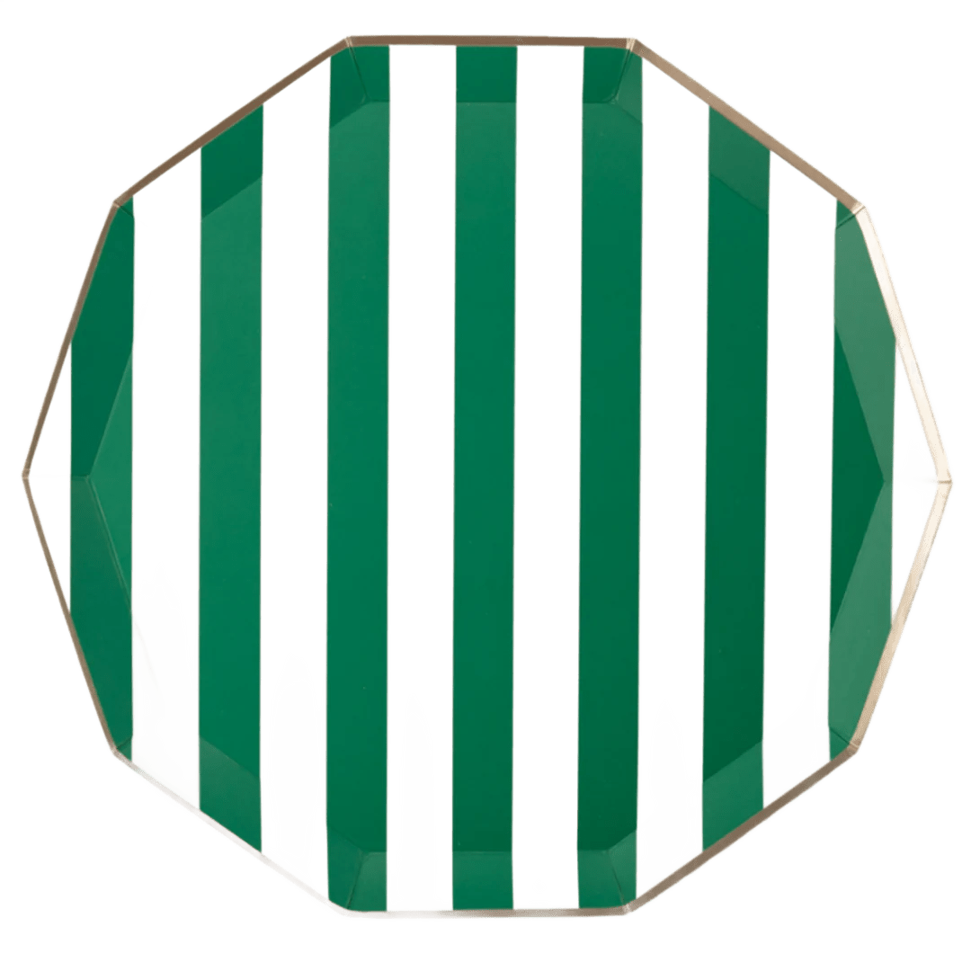 Emerald Green Cabana Stripe Dinner Plates 10.75" - bubblegum market