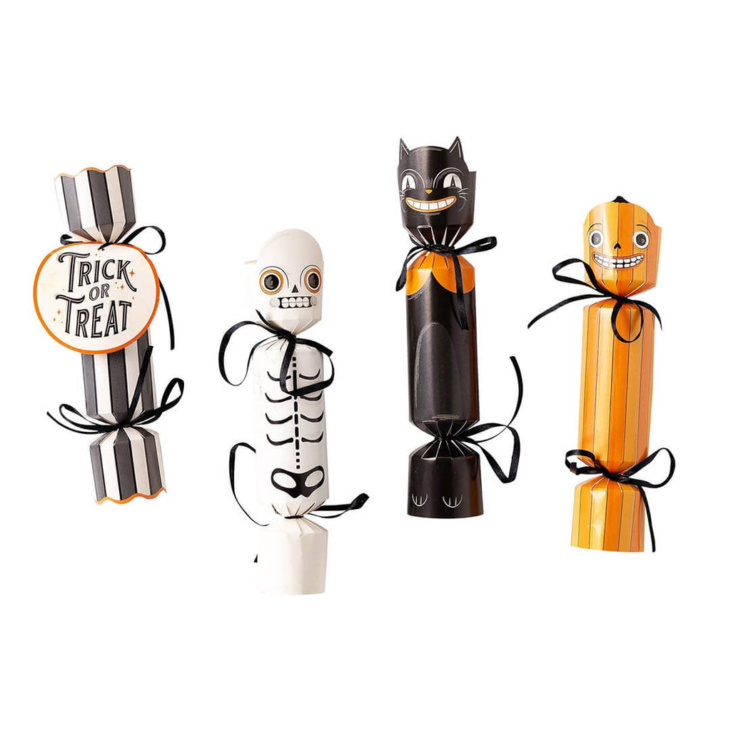 halloween-characters-party-crackers-vintage-skeleton-pumpkin-black-cat-jack-o-lantern