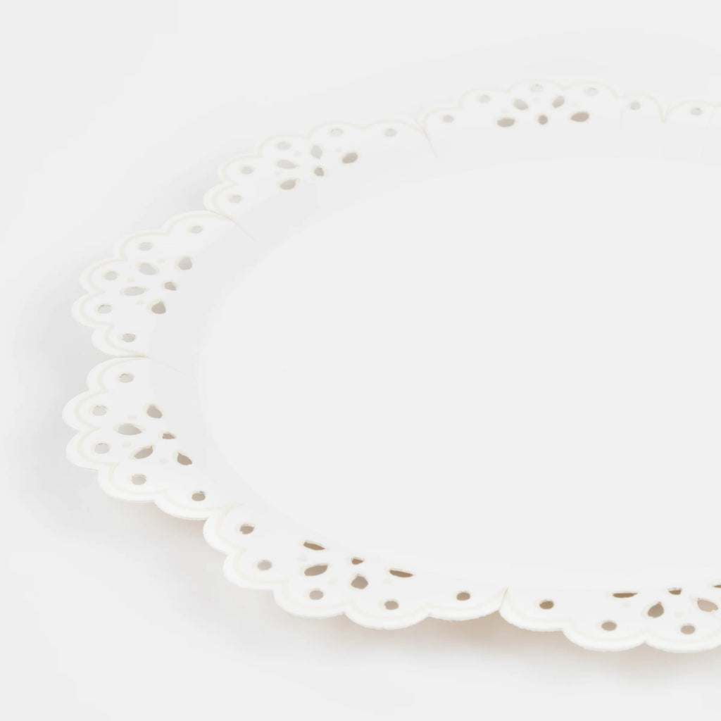 Meri Meri Party Broderie Anglaise Lace White Side Plates 10.25"