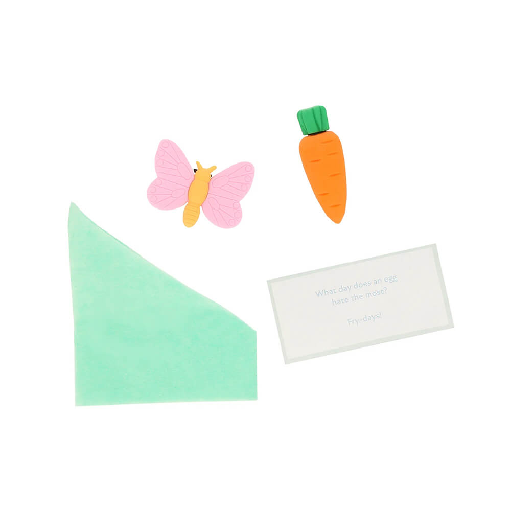 meri-meri-party-gingham-bow-bunny-easter-crackers-contents-carrot-butterfly-erasers