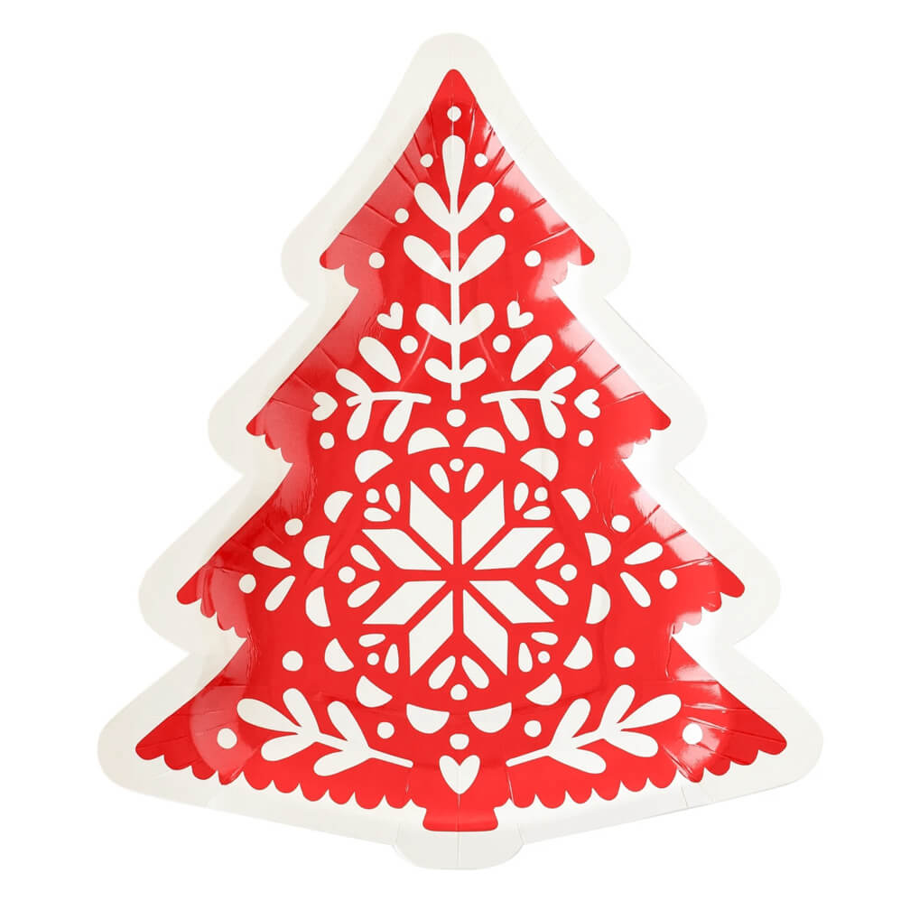 Christmas Baubles Christmas Tree Shaped Paper Plate