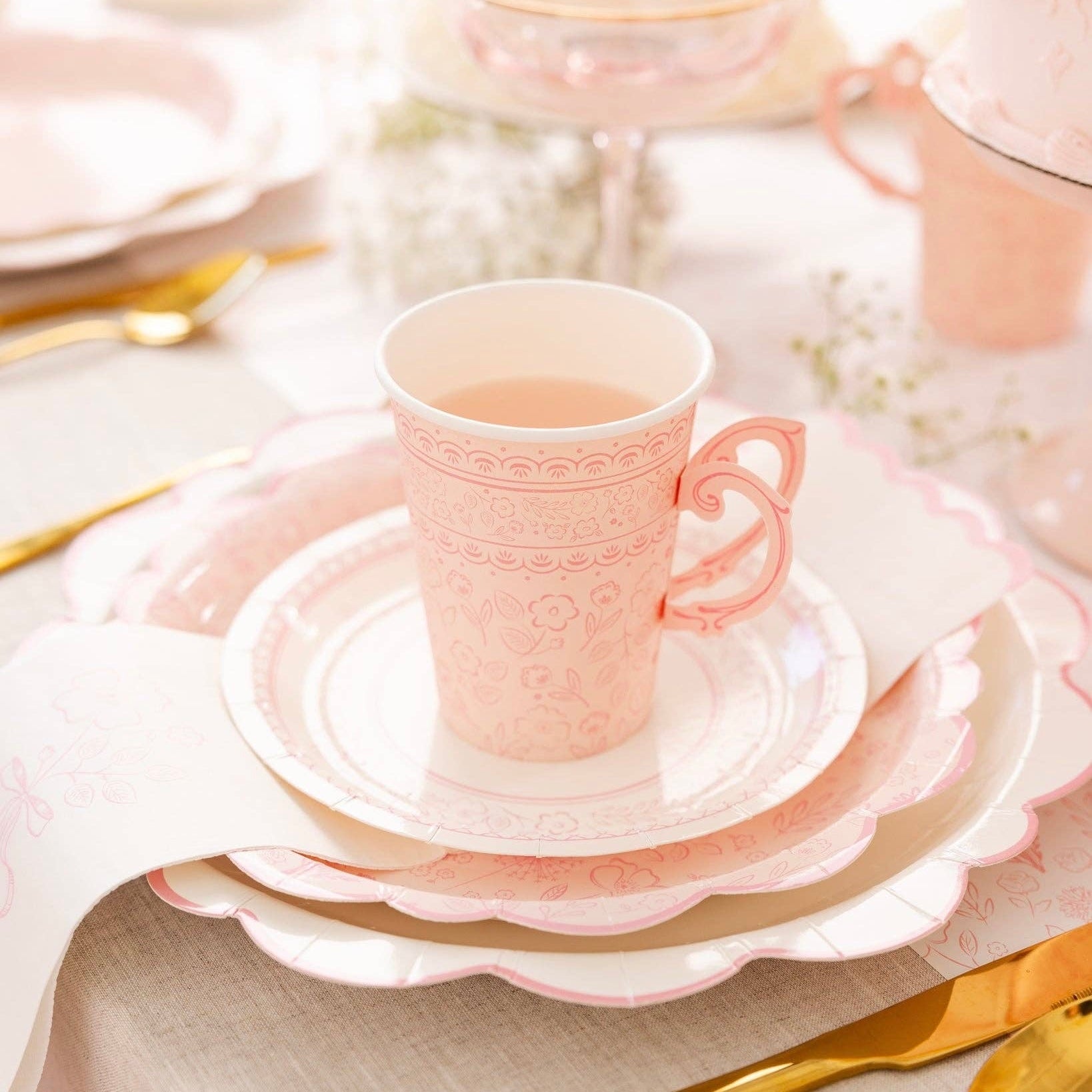 Pembroke Pink Floral Party Cups - bubblegum market