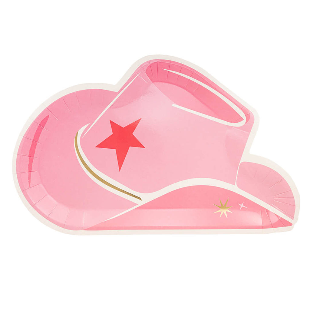 pink-cowgirl-hat-shaped-paper-plates-texas-rodeo-party