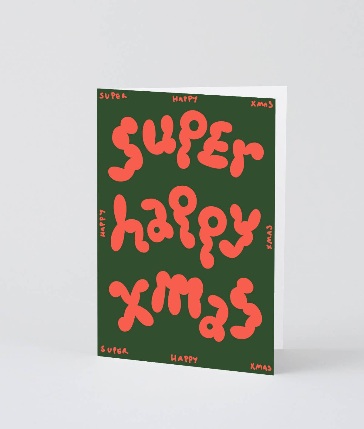 'Super Happy Xmas' Embossed Holiday Greeting Card - bubblegum market