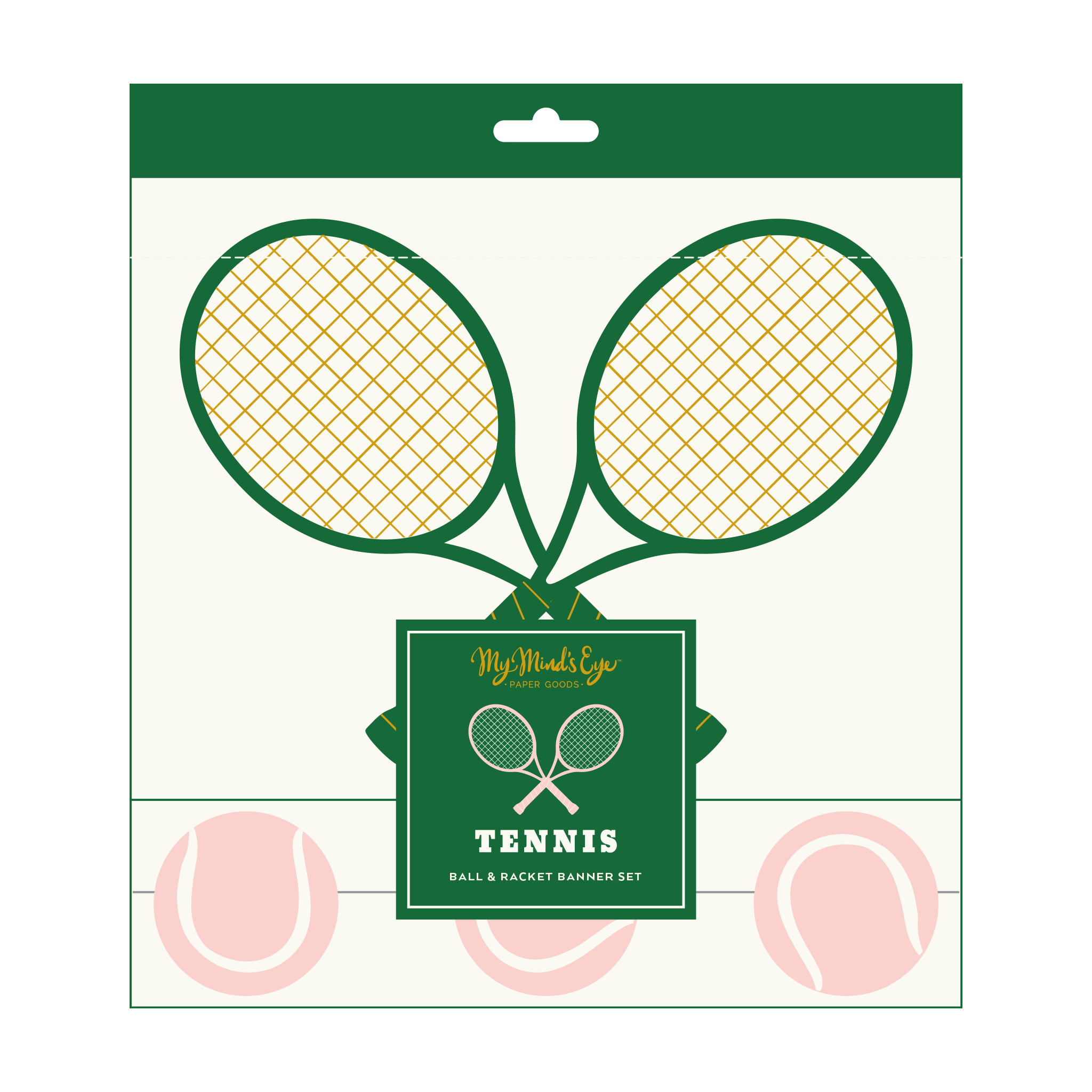 Tennis Racket & Ball Banner Set - bubblegum market