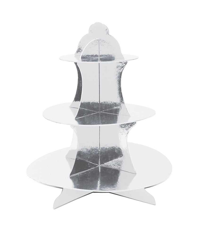 Shiny Metallic Silver Cupcake Stand