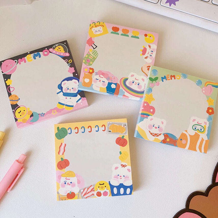 Back to School Supplies, Cute Pink Computer Gaming Notepad, Cute School  Supplies Stationary, Kawaii Sticky Note Memo Pad 