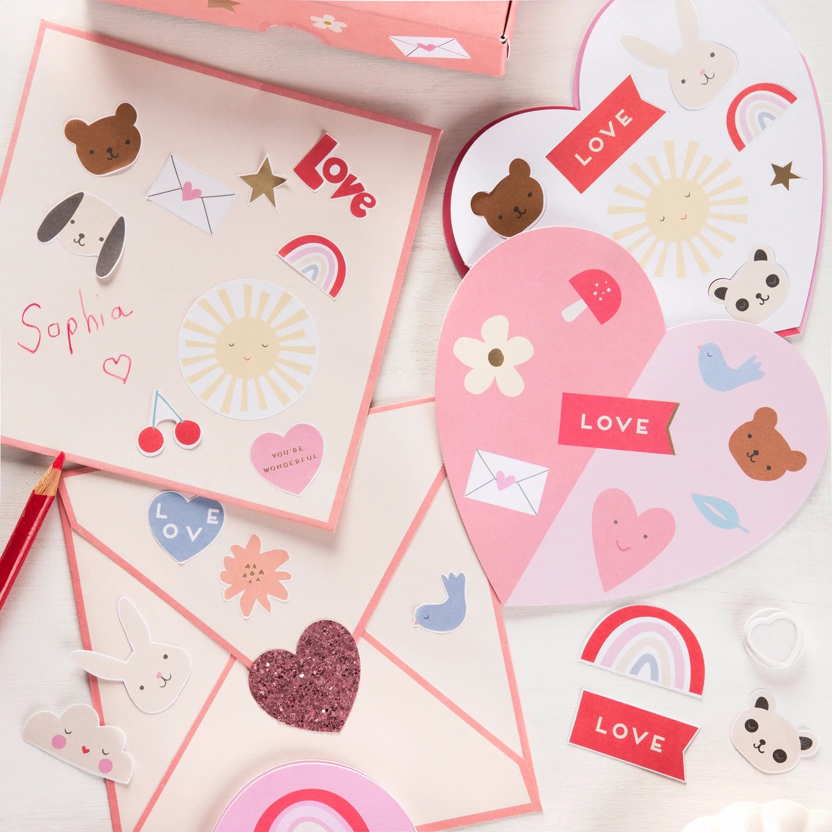 Meri Meri Heart Concertina Valentine Cards & Stickers (12ct)