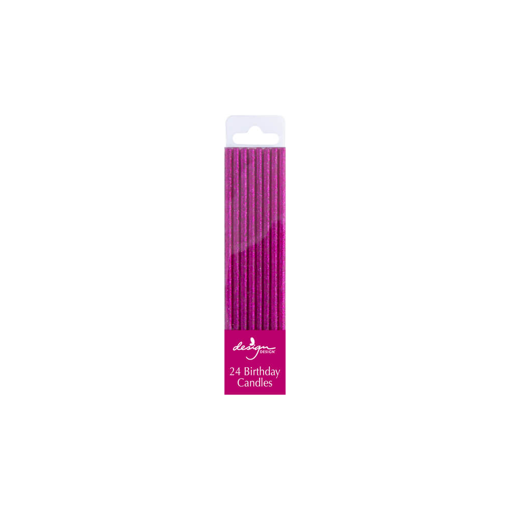 Magenta Sparkle Skinny Birthday Candles