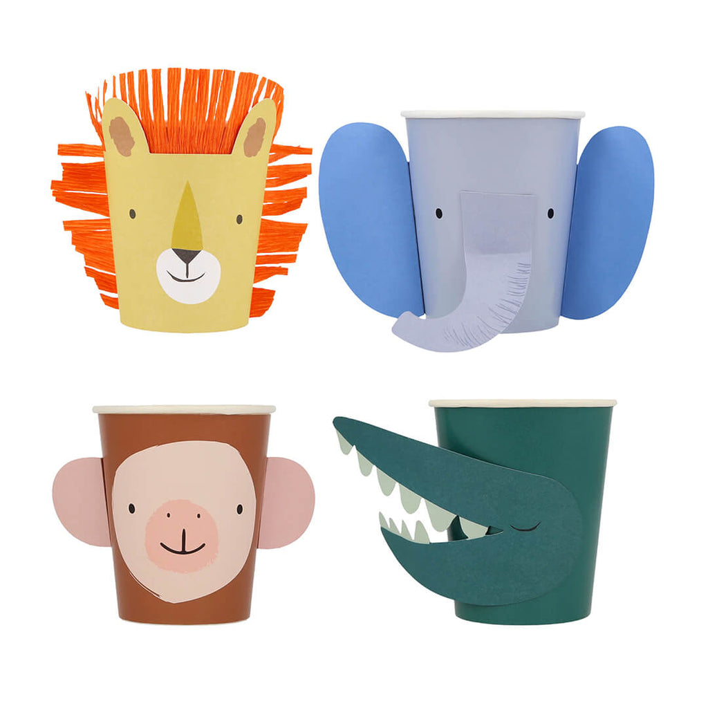 meri-meri-party-animal-parade-character-cups-lion-elephant-monkey-crocodile