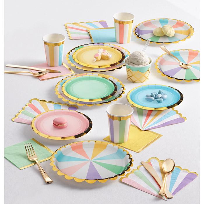 Gold Trimmed Pastel Plates 7"